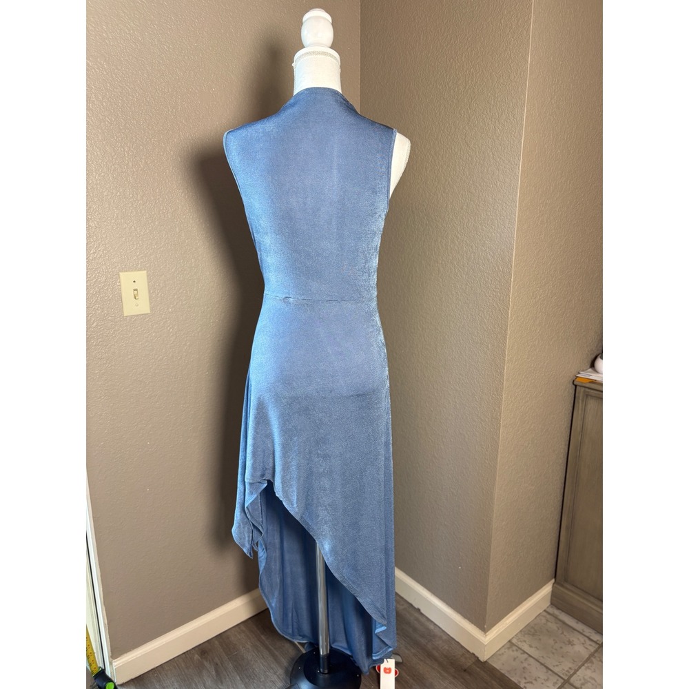 Cider Blue Mock Neck Sleeveless High Low Maxi Dress Medium NWT - Picture 3 of 7